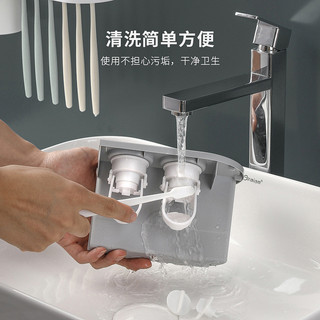 Bộ giữ bàn chải đánh răng Máy làm kem đánh răng Bộ kệ vệ sinh không đục lỗ Vỏ chống bụi Nước súc miệng Cốc miễn phí 30 miếng dán DIY