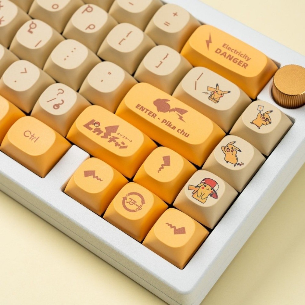 Pikachu Keycaps 129 Phím MA Profile PBT Dye Thăng Hoa Keycaps Tròn ...