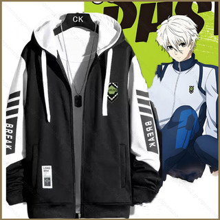 Pg Xanh Khóa Mikage Reo Isagi Yoichi Nagi Seishiro anime Dây Kéo Áo Khoác Áo Dài Tay Top