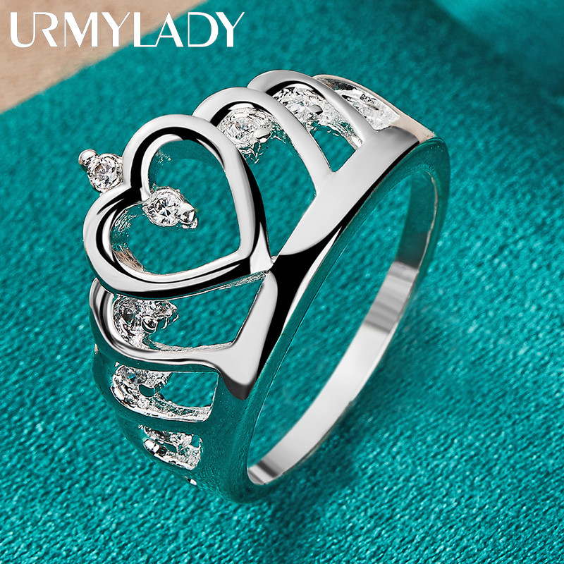 URMYLADY Bạc 925 Vương Miện Tình Yêu 7-10 # Nhẫn Nữ Tiệc Cưới Thời Trang Quyến Rũ Trang Sức