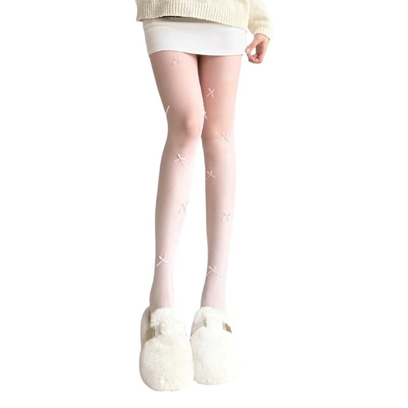 Quần Sheer Kiểm Soát Thời Trang Nữ với Kim Cương Giả và Vớ Nylon