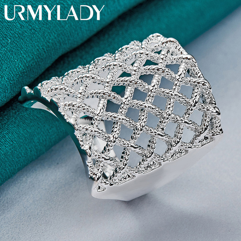 URMYLADY Bạc 925 Reticular 6-10 # Nhẫn Nữ Tiệc Cưới Thời Trang Quyến Rũ Trang Sức