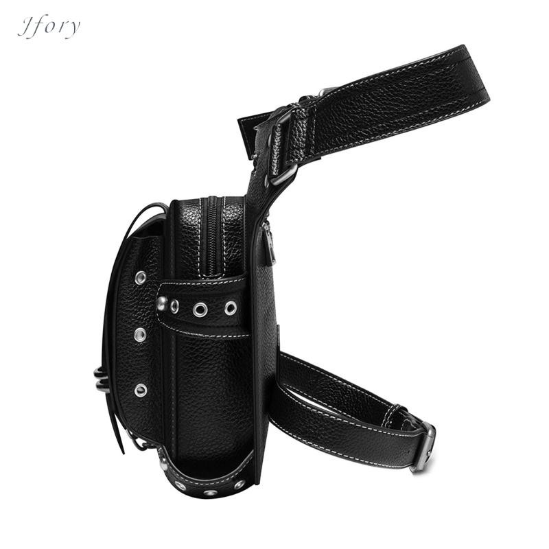 Jfory Túi đeo thắt lưng bằng da PU Fanny Pack Chân đùi Ví Gothic Daypack Dây đeo có thể điều chỉnh vai Steampunk cho xe đạp đi bộ đường dài Lady