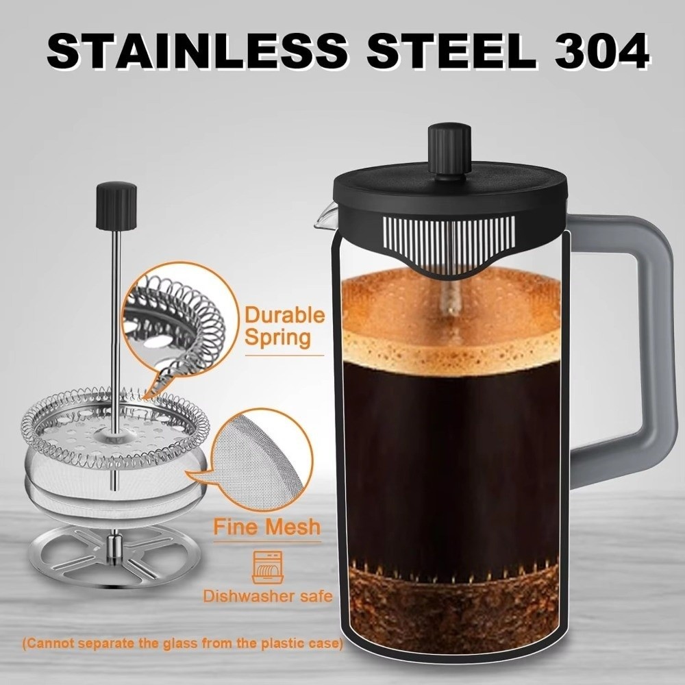 Máy pha cà phê trà ép kiểu Pháp SNUGHOUSE 600ml, chịu nhiệt, đa chức năng, chống rỉ sét, di động