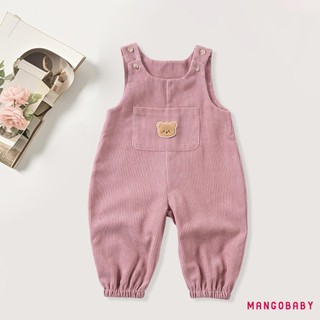 MG-Baby Boy Girl Corduroy Áo liền quần không tay thêu gấu có túi phía trước Quần áo mùa thu dễ thương