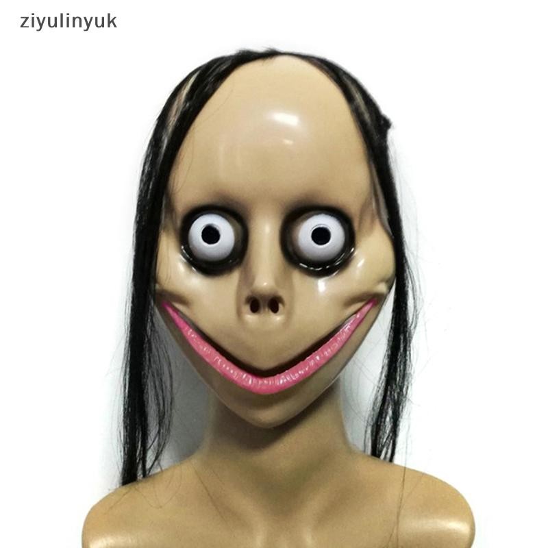 Ziyulinyuk Kinh dị Halloween mới, mặt nạ tóc dài, miệng chữ V, tóc, ma nữ, Roleplay MoMo EN