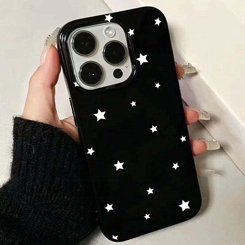 Ốp điện thoại INS White Stars Hàn Quốc cho iPhone 16 Pro 15 14 13 12 11 Pro max X 7 8 Plus 16E SE2 Vỏ TPU mềm chống sốc