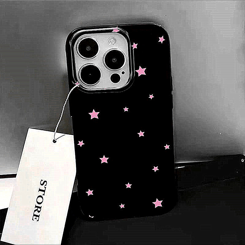 Ốp điện thoại INS White Stars Hàn Quốc cho iPhone 16 Pro 15 14 13 12 11 Pro max X 7 8 Plus 16E SE2 Vỏ TPU mềm chống sốc