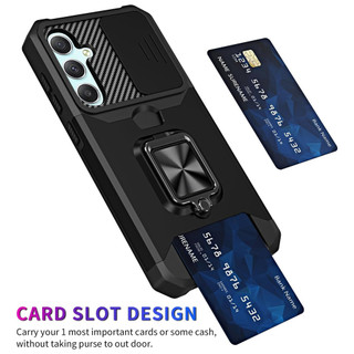 Dành Cho Samsung A34 5G Ốp Lưng Có Trượt Camera Bao Đựng Thẻ Vòng Chân Đế Chịu Lực Bảo Vệ Mỏng Bao Da