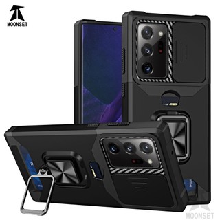 Dành Cho Samsung Note 20 Ultra Ốp Lưng Có Trượt Camera Bao Đựng Thẻ Nhẫn Chân Đế Chịu Lực Bảo Vệ Mỏng Bao Da