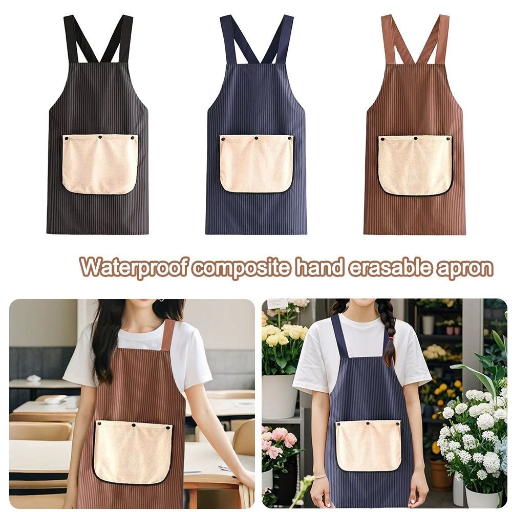 Tạp Dề Nhà Bếp HAPPYNOOK, Yếm Nướng Bánh Không Tay Mặt Sau, Di Động Có Khăn Tay Có Thể Tháo Rời Chống Thấm Nước Chống Bẩn Nhà Hàng Đồng Phục Đa Năng