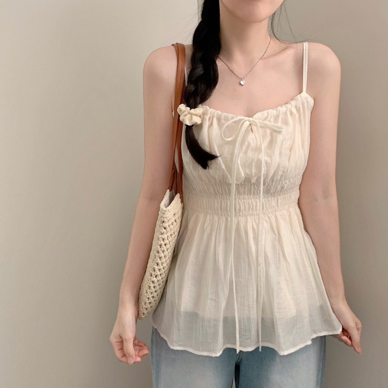 SUXI Áo sơ mi buộc dây nhẹ nhàng dành cho nữ mùa hè mới