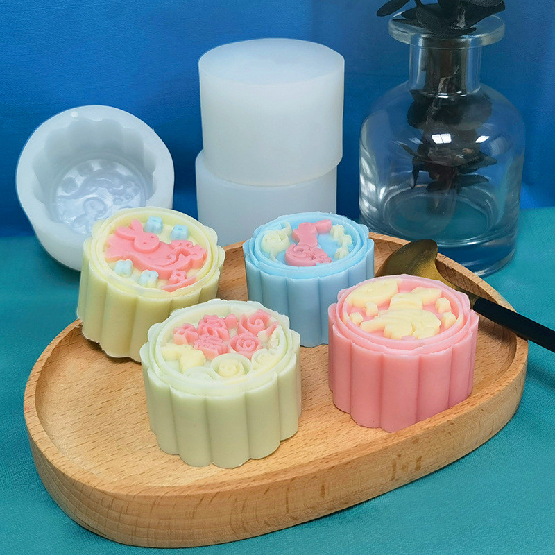 Thỏ Bánh Trung Thu Khuôn Silicon DIY Da Tuyết Trung Thu Bánh Đậu Xanh Khuôn Sáng Tạo Mousse Bánh Món Tráng Miệng Khuôn