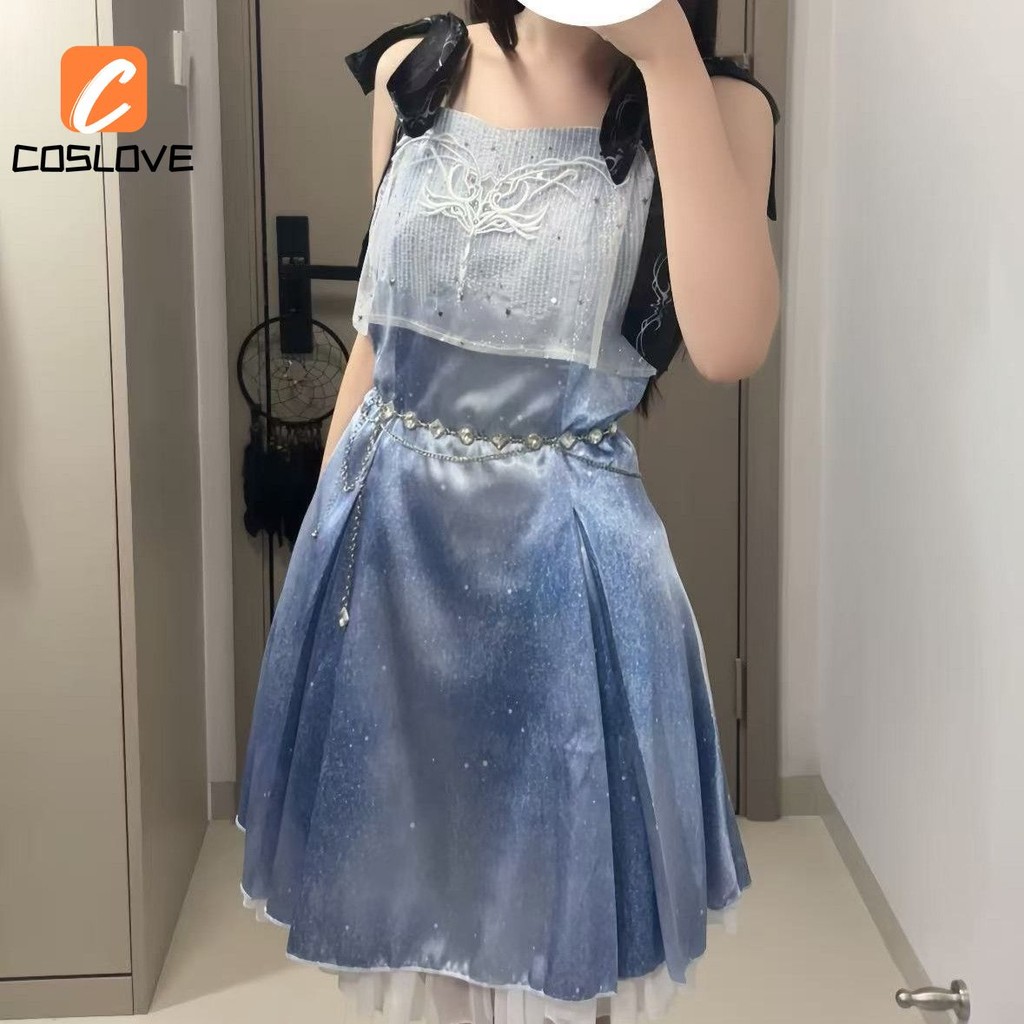 Anime Cosplay Trọn Bộ Quần Áo Váy Dài Xanh cho Trò Chơi và Biểu Diển