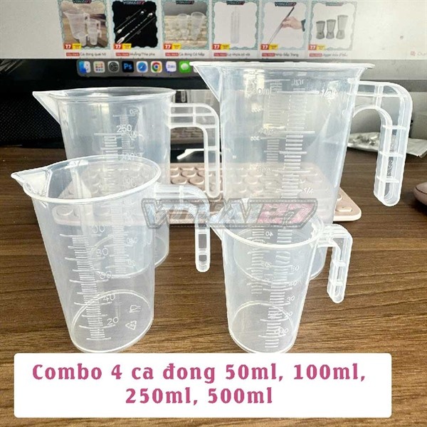 Combo bộ 4 Ca Đong Quai Hở đủ size  50ml, 100ml, 250ml, 500ml
