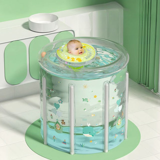 Bể Bơi Hơi Cho Bé Sơ Sinh, Bồn Tắm Gập Gọn Cho Trẻ Em, Chất Liệu PVC An Toàn, Kèm Nhẫn Cổ và Phụ Kiện Tắm