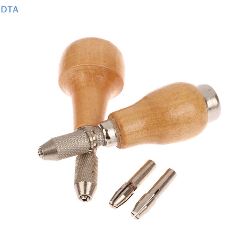 [Dta] Dụng cụ trang sức DIY Đồ trang sức Pin Vise Vice Tay cầm bằng gỗ với 2 Chuck Bộ dụng cụ khoan gói dây xoắn PO