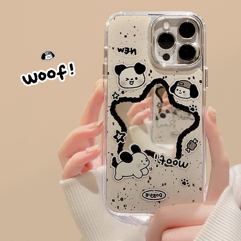 Ốp Điện Thoại Gương Ngôi Sao Chú Chó Con Dễ Thương Cho Google Pixel 10 9 Pro XL 9A 8 Pro 8A 7 Pro 7A 6A 5 XL 4A 5A 3A Vỏ Mềm Khung Mạ Sang Trọng