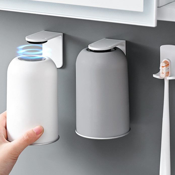 Cốc súc miệng nam châm 304 inox treo tường, không đục lỗ, dung tích lớn, đựng bàn chải đánh răng gia đình