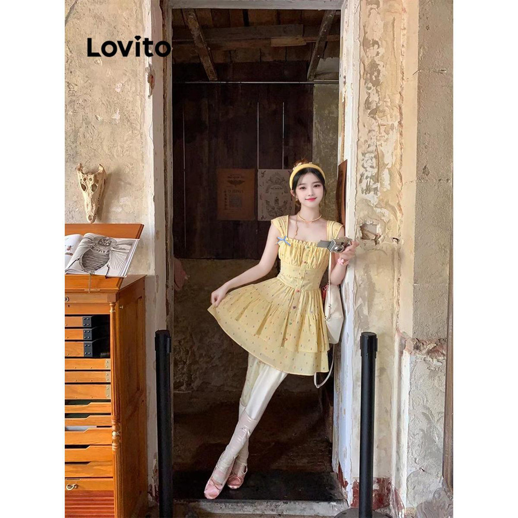 Ảnh Đầm Lovito họa tiết chấm bi phong cách thường ngày cho nữ LNA65350 2