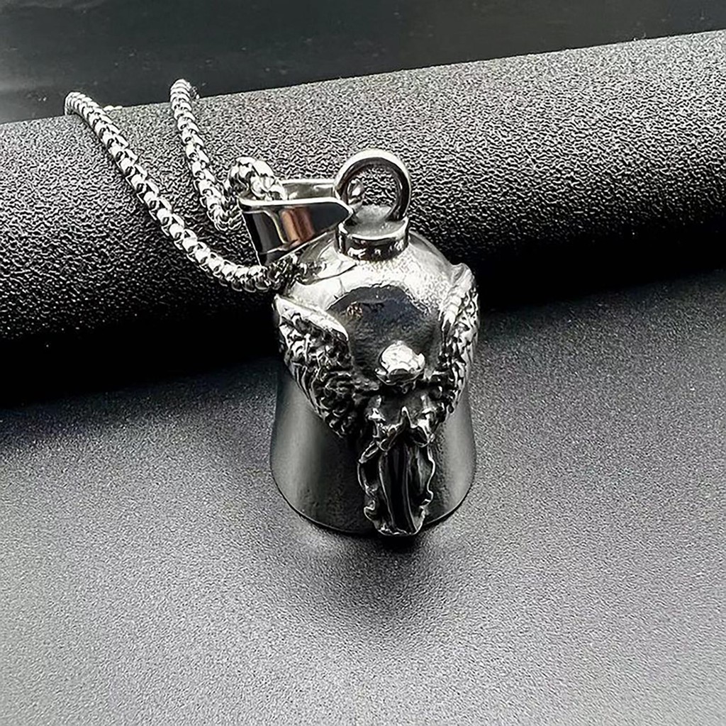 Chuông xe máy phong thủy cổ điển 3D, chuông cầu may mắn, chuông bảo hộ biker, tặng kèm tay người bảo vệ, pomervn