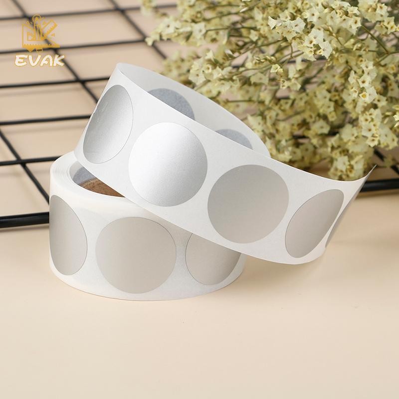 Alittlesetrtu 300 Chiếc Tròn Bạc Trầy Xước Miếng Dán 1 Inch Scratc Tắt Nhãn Dán VN