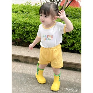 Punchun SS2025 Bộ cộc Happy Vibes cho bé T6.0