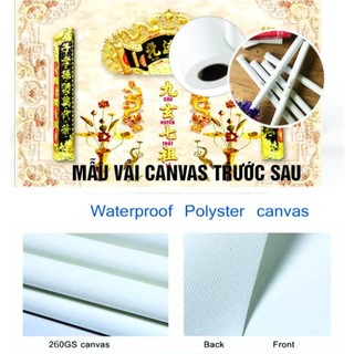 Tranh in canvas hình thờ, tranh câu đối, liễng thờ, mâm ngũ quả, tranh in 3D phía sau bàn thờ nhiều mẫu