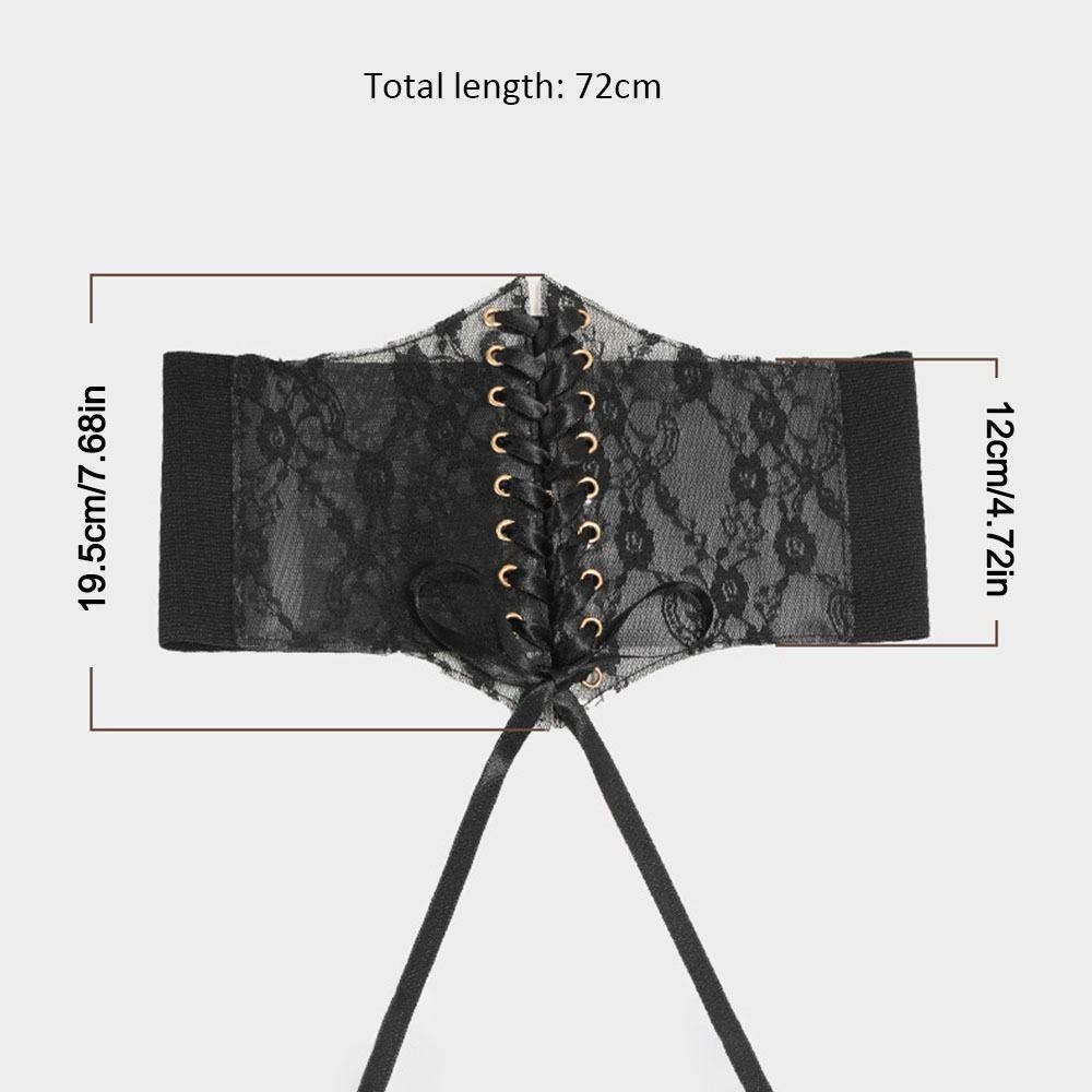 Thắt lưng Corset ren ESSENCEH, Thắt lưng thêu hoa lụa rộng co giãn, Thắt lưng cơ thể giảm béo bằng da PU co giãn thời trang DIY cho váy Quần áo hàng đầu