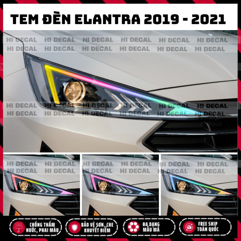 Tem dán đèn Elantra 2019 - 2021, Tem trang trí xe chống nước, bền màu, chịu nhiệt tốt