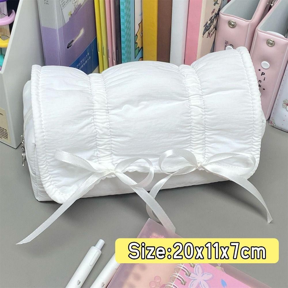 GETVOW Bút chì , Túi đựng bút dung tích lớn đa chức năng, Túi đựng văn phòng phẩm dây rút nơ màu trơn Quà tặng trở lại trường học