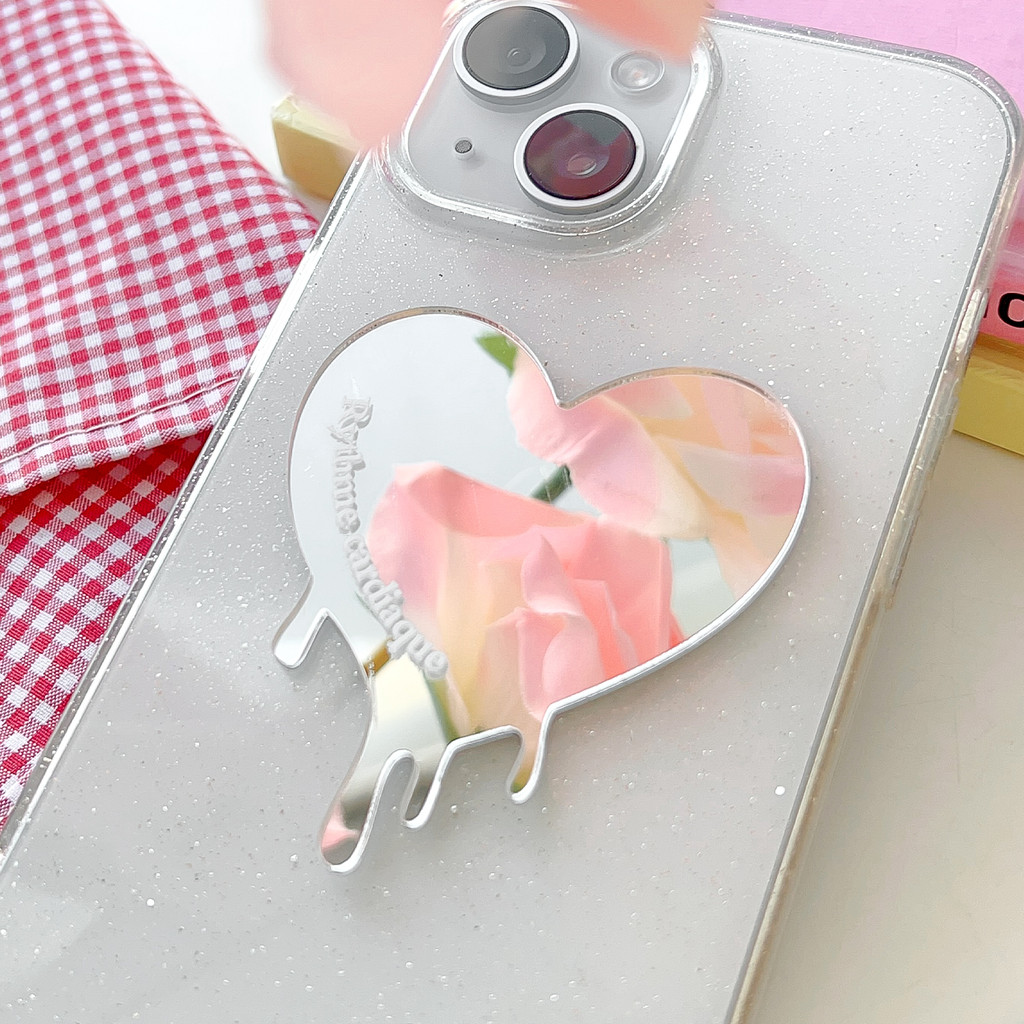 1 / 2 Chiếc Gương Mặt Sau Điện Thoại Di Động Acrylic - Gương Selfie Điện Thoại Hình Không Đều - Tự Dính, Mỏng, Trong Suốt - Nhãn Dán Gương Trái Tim Thời Trang INS - Gương Trang Điểm Di Động