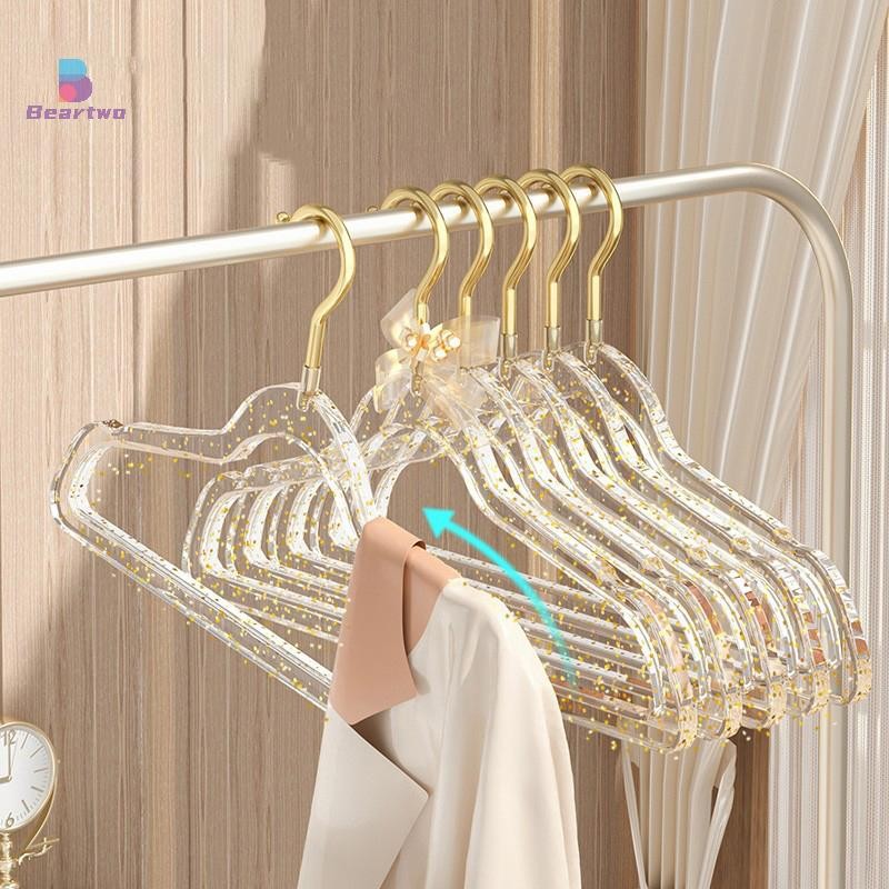 < Beartwo > Giá Treo Quần Áo Nữ Hộ Gia Đình Không Dấu Vết Cửa Hàng Quần Áo Bằng Nhựa Trong Suốt Giá Phơi Bột Vàng Đẹp