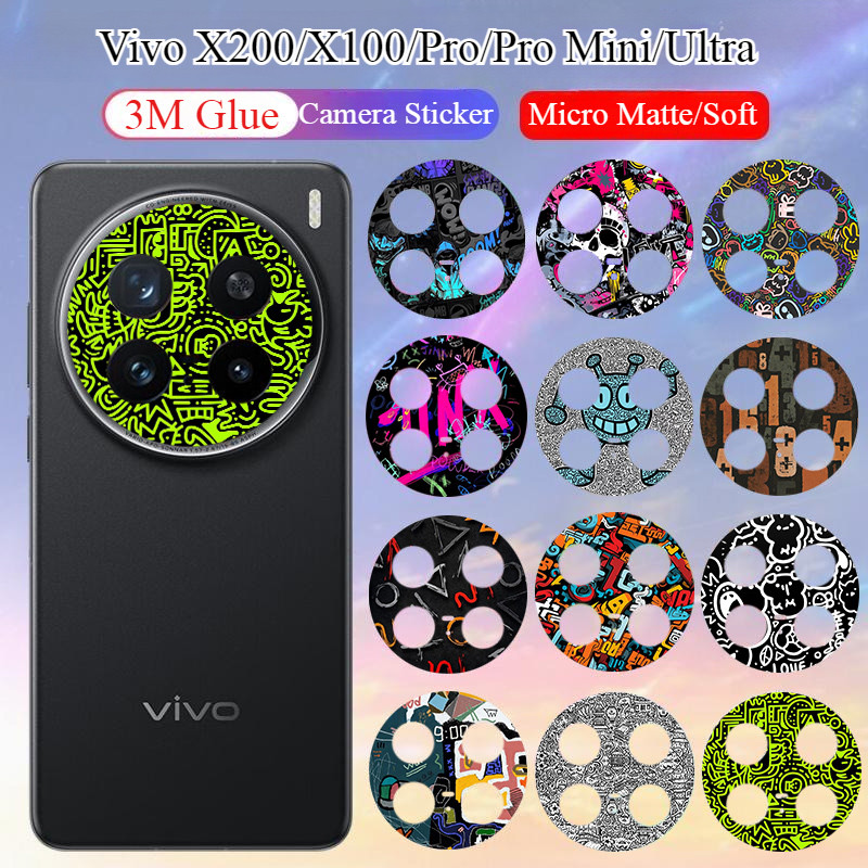 [Mua 1 Tặng 2] Dành Cho Vivo X300 Pro X200 X100 Ultra X200 Pro / Mini Micro Matte Giấy Mềm Miếng Dán Máy Ảnh Phim Graffiti Nhiều Màu Sắc Ống Kính Chống Cháy Chống Trầy Xước Bảo Vệ Camera