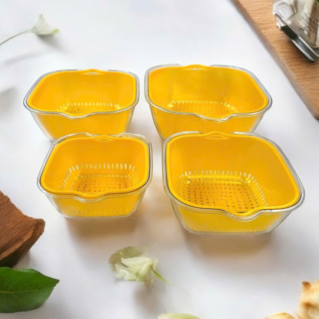 Bộ Thau Rổ 8 Món Vinh Nam Plastic Thiết Kế Thoát Nước Dùng Rửa Rau Củ Quả Tiện Lợi Đủ Kích Cỡ B08