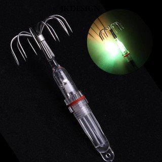 Jkdesign Đèn Flash câu cá, Hình dạng thìa Bass Đèn LED thu hút có móc, Hot Deep Drop Dưới nước đầy màu sắc Câu cá mực móc