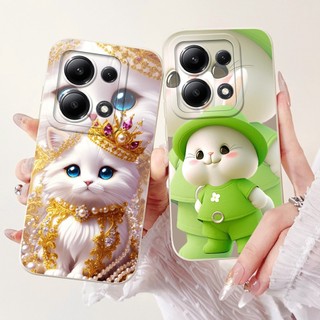 Vỏ Bảo Vệ Toàn Diện Cho Xiaomi Redmi Note 13 4G 5G Vỏ Hoạt Hình Dễ Thương Thỏ Mèo Bé Gái Trái Tim Mềm Cho Redmi Note13 Vỏ