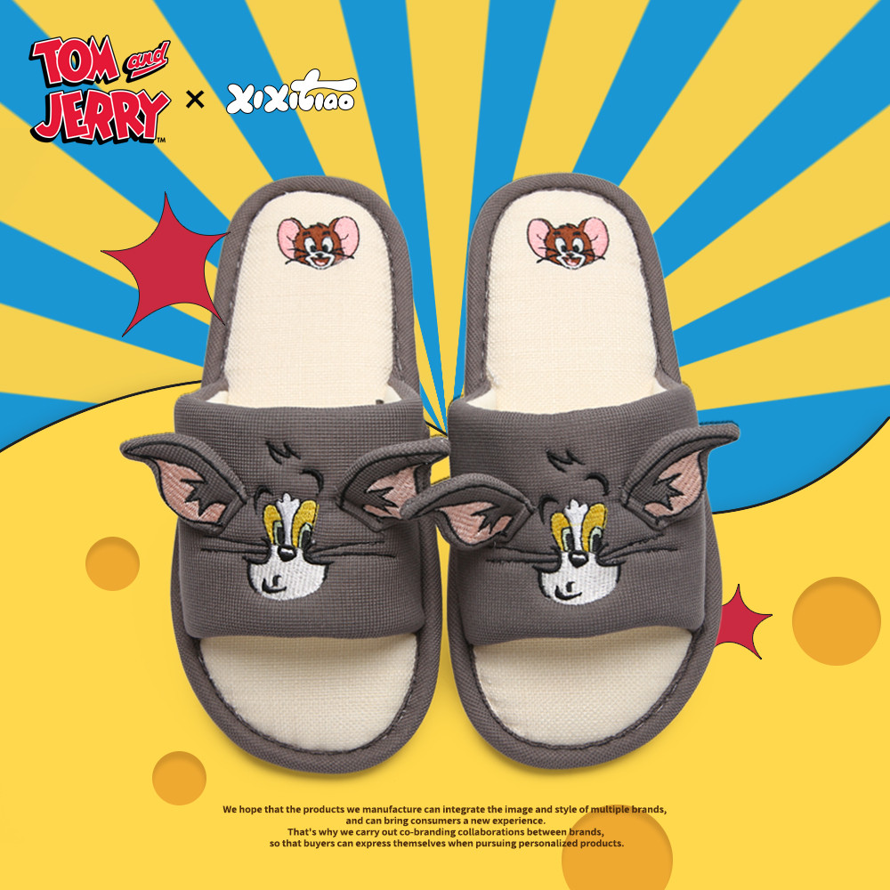 Mèo Và Chuột Tom Jerry Dép Cotton Phẳng Dép Đế Mềm Im Lặng Đế Mềm Dép Vải Lanh Cotton Bốn Mùa Dép Lanh Đa Năng Dép Đi Trong Nhà Dép Đi Trong Nhà Hút Mồ Hôi Hộ Gia Đình S