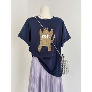 Một Cái / bộ In Hình Hoạt Hình Rời Áo Thun Nữ Tay Ngắn Giảm Tuổi + Váy Dài Xếp Ly Tím Bộ Hai Mảnh Mùa Hè Hàng Ngày Phù Hợp Với La