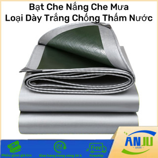 Bạt Che Nắng Che Mưa Loại Dày Trắng Chống Thấm Nước, Pe Phủ 2 Lớp Kháng UV, Đóng Khoen Sẵn