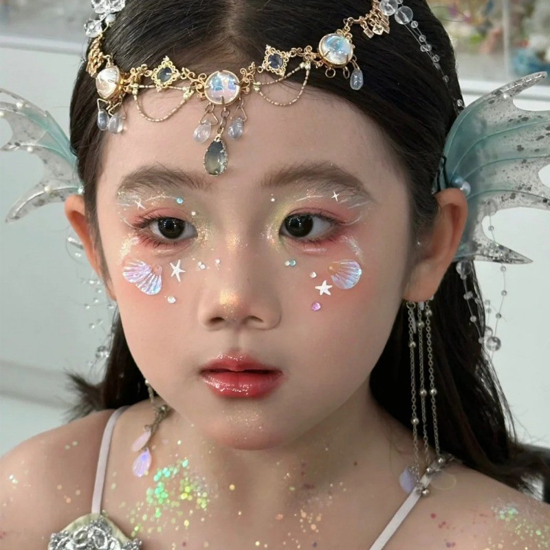 Nhãn dán kim cương pha lê 3D Shell - Miếng dán trang điểm chấm tròn màu ảo ảnh Aurora - Trang trí Decal mặt tự làm tiệc sân khấu - Chống thấm nước, tự dính, Nhãn dán hình xăm cơ thể