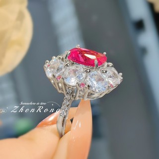 Châu Âu Mỹ ins Phong Cách Mới Full Kim Cương Đỏ Corundum Nhiều Màu Sắc Kho Báu Nữ Nhẫn