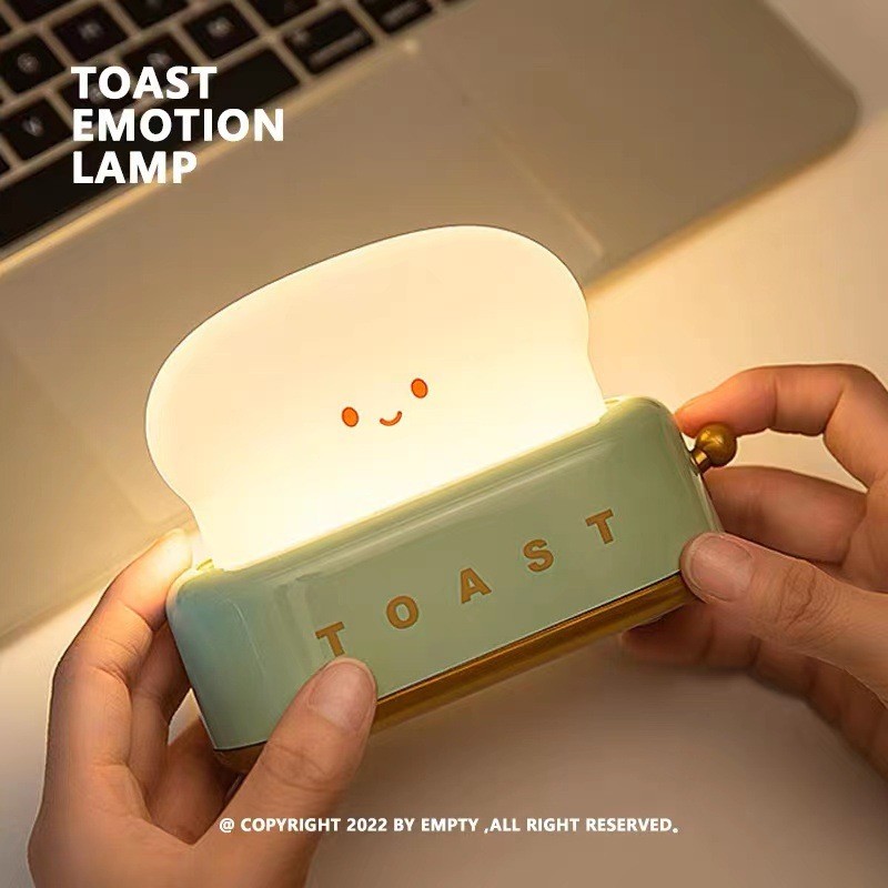 Máy Bánh Mì Đèn Ngủ Sáng Tạo Sạc USB Làm Mờ Đèn Để Bàn Đèn Led Đèn Ngủ Thời Gian Đèn Ngủ