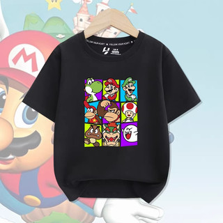Áo thun trẻ em Super Mario Adventure 2025 in hoạt hình mùa hè Áo thoải mái cho bé trai và bé gái