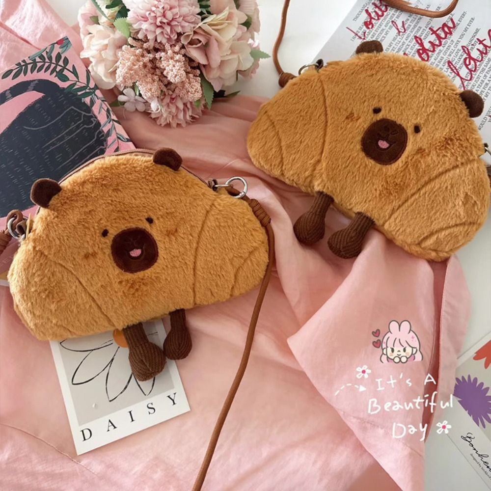 Túi Đeo Ngang GUSTAVA, Túi Đeo Vai Dung Tích Lớn Capybara, Túi Xách Mềm Hoạt Hình Sang Trọng Dễ Thương Cho Nữ Bé Gái