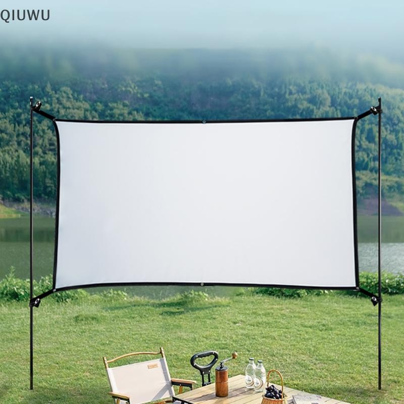 Màn hình máy chiếu di động QIUWU 16: 9 Rèm máy chiếu đơn giản Màn hình hiển thị HD 60 / 72 / 84 / 100 / 120 Inch cho rạp chiếu phim tại nhà.