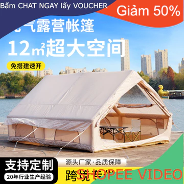 (Ship2tuan) Glamping Lều cắm trại cao cấp Gia đình cắm trại cắm trại tự động lều bơm hơi 12 tấm vải Oxford ngoài trời g