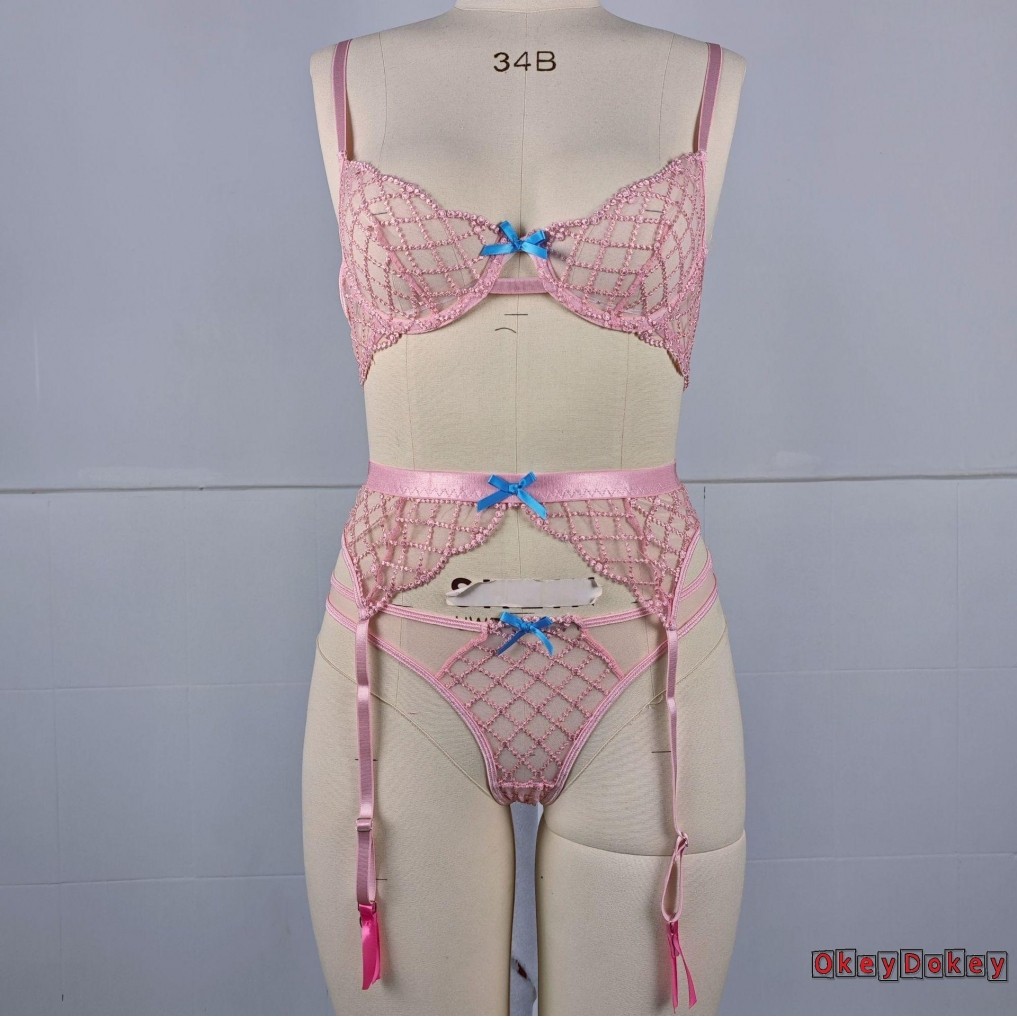 OKDK Rhinestone Garter - Bộ Đồ Lót Nữ với ÁoCrop Top và Thắt Lưng
