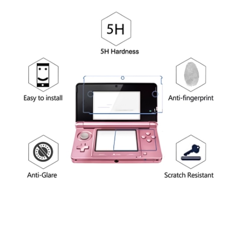 2pcs Screen Protector for 3DS Game Console Explosionproof Film Scratchproof