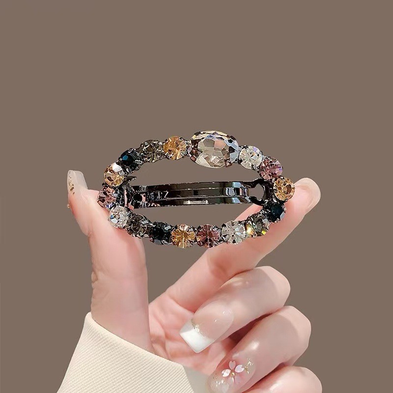 MAUROPOLI Kẹp tóc kim cương giả tròn, kẹp lò xo, kẹp ngang/đuôi ngựa, nhiều màu